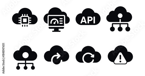 Cloud Computing Black Icon Set