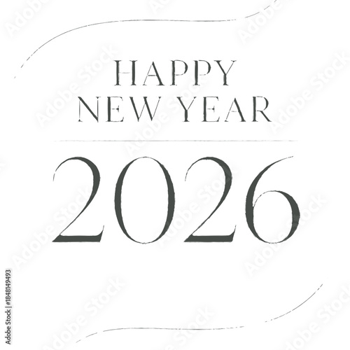 Celebrate the new year 2026 with a sophisticated and clean greeting card design