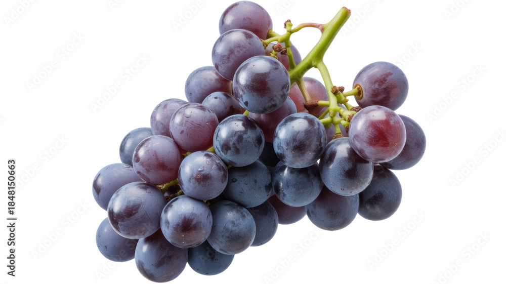 Fototapeta premium A bunch of purple grapes isolated on transparent background