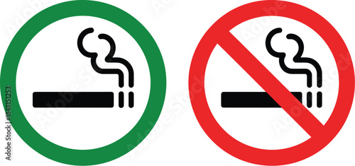 Smoking permitted and prohibited area signs for public spaces