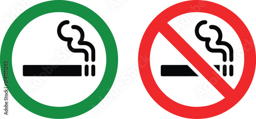 No Smoking and Smoking Allowed Signs, Health and Safety Icons