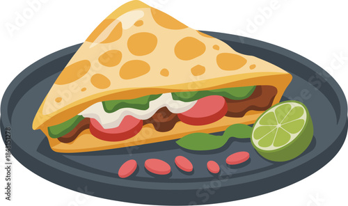 Delicious Vegetarian Quesadilla with Lime and Beans