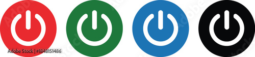 Power Button Icons - Red, Green, Blue, and Black