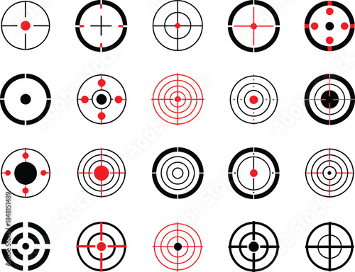 Assortment of targets and crosshairs for achieving precision, focus, and strategic objectives
