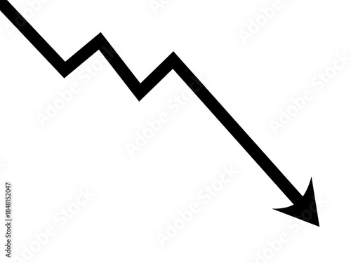 Obraz na płótnie black decline graph with arrow png file transparent, background