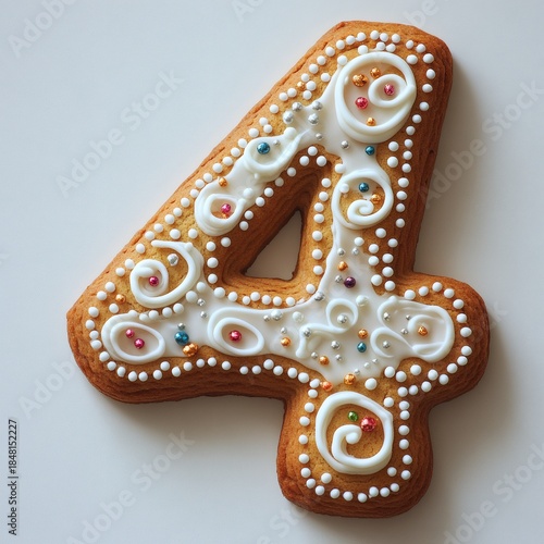 Delicious Decorated Gingerbread Cookie Number Four Sweet Treat