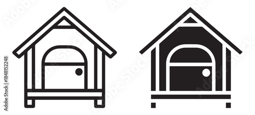 Minimalist Chicken Coop Vector Icon in Flat and Line Style for Web, App, and UI Projects