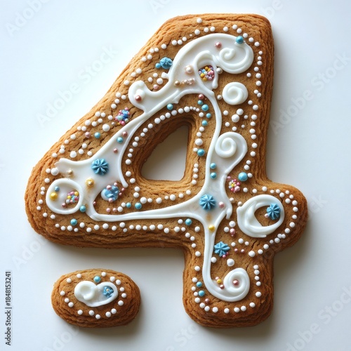 Delicious Decorated Gingerbread Cookie Number Four Sweet Treat