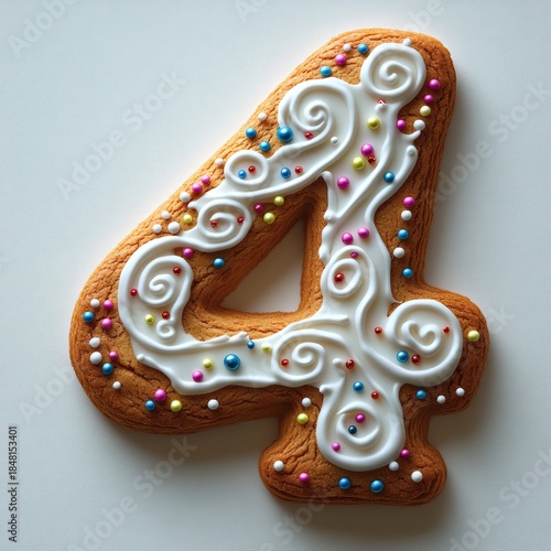 Delicious Decorated Gingerbread Cookie Number Four Sweet Treat