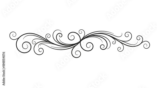 Floral Swirl Pattern: A delicate and intricate floral swirl pattern. A black and white depiction of a decorative scroll.  A celebration of elegance and design.