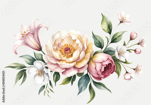 
Gentle spring florals arranged in a timeless watercolor style.