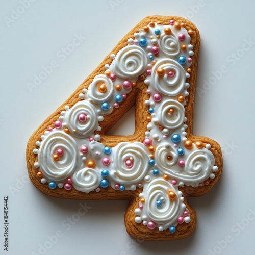 Delicious Decorated Gingerbread Cookie Number Four Sweet Treat