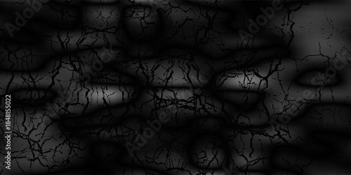 Black white. Rock texture. Cracked mountain surface. Close-up. 3d. Light gray stone granite basalt background for design. Wide banner. Panoramic. Natural.