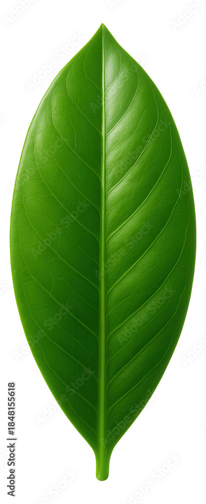 Obraz premium Smooth-edged, single-blade leaf in vibrant green.