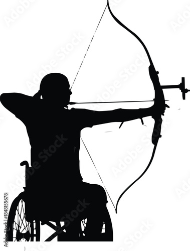 Para Archery Silhouette Vector | Paralympic Archer Athlete