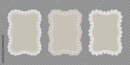 Trendy Vintage Crochet Frames. Vector Illustration for Invitation, Card, Flyer, Poster, Page Border, etc.