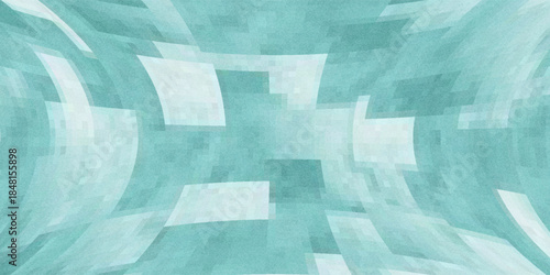 Blue green geometric abstract pattern. Random light and dark teal color squares and rectangles. Background with space for design. Web banner. Chaotic. Mosaic.