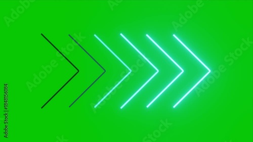 futuristic neon arrows loop green screen background motion graphics