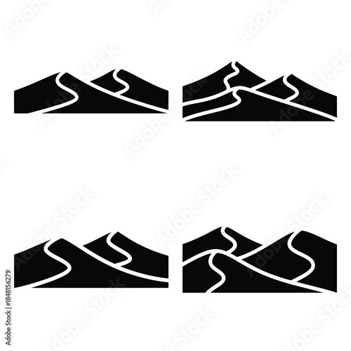 desert dunes icons set