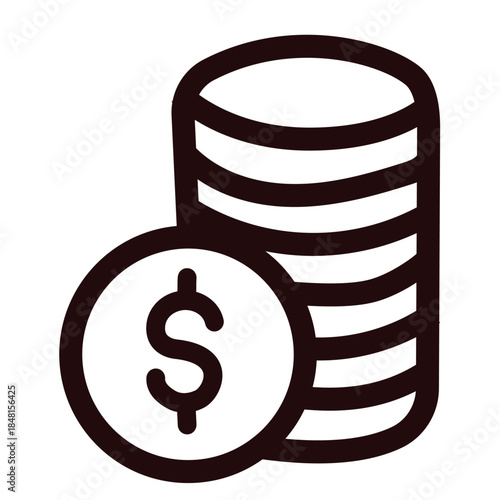 line coin with dollar symbol Icon
