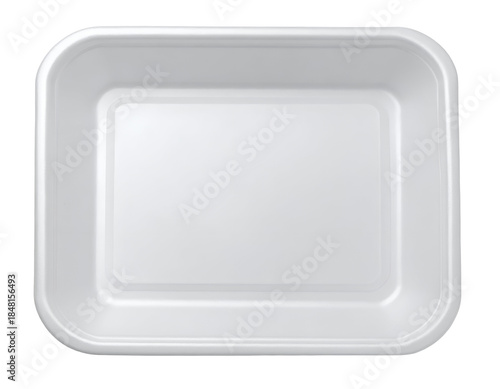 A plain rectangular tray with rounded edges designed for serving food or organizing items with a smooth surface