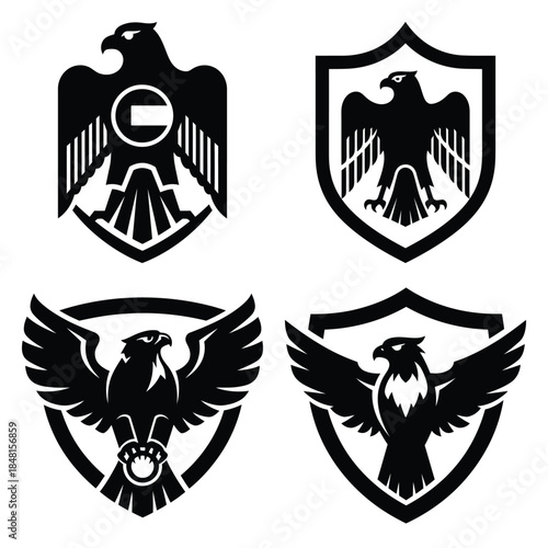 uae falcon shield icons set