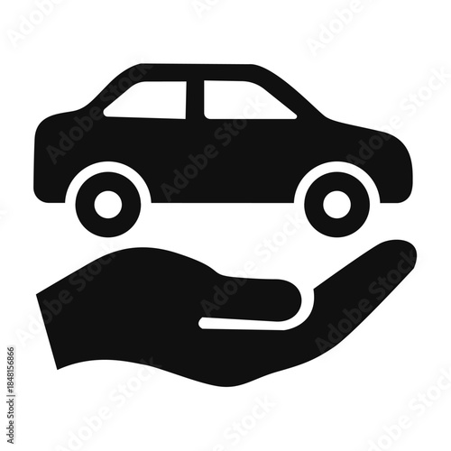 Car insurance vector icon hands holding car