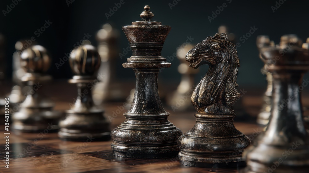 Fototapeta premium mastering strategy through chess in a modern setting with intense focus