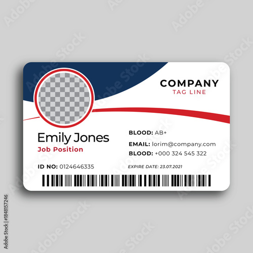 Professional Employee ID Card Template with Photo and Barcode