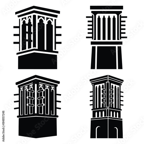 uae heritage wind icons set