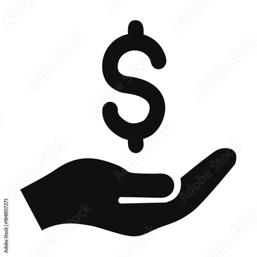Dollar coin in hand icon, money and finance icon.