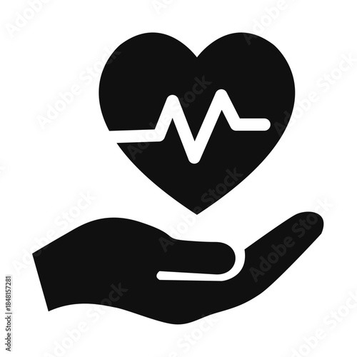 Heart rate care icon simple vector man chest disease