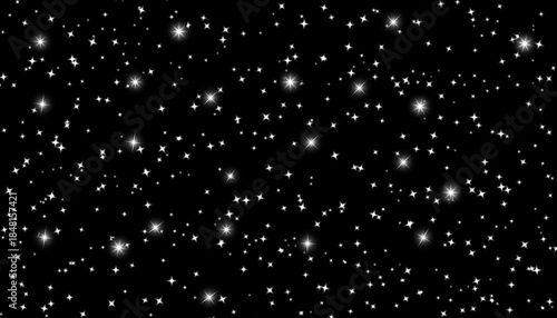 Twinkling white stars on black background