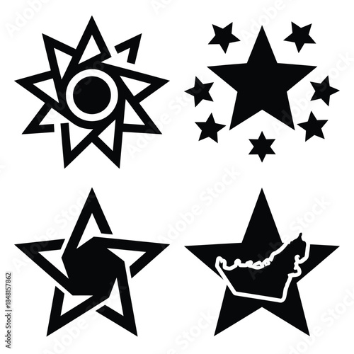 uae unity star icons set
