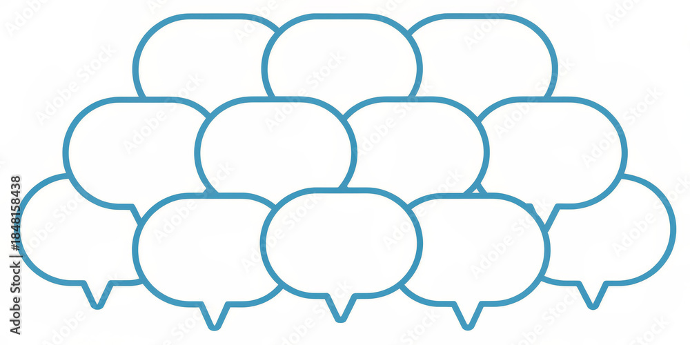 Fototapeta premium Speech bubble chat message dialogue conversation talk cluster stack outline minimal