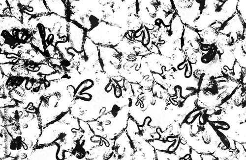 Abstract black ink doodles and brush strokes overlay. Hand drawn messy lines and shapes on transparent background.