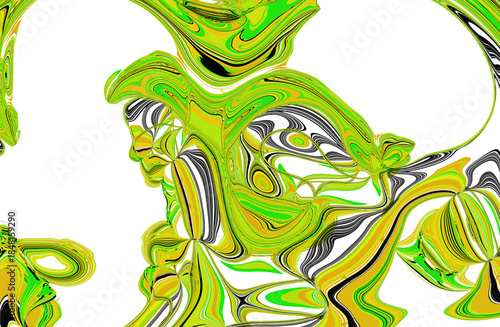 Abstract acid green liquid slime shapes. Melting toxic paint flow overlay on transparent background.