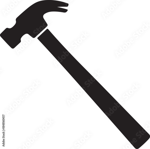 The image is a solid black silhouette of a hammer