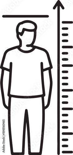 The icon should depict a human figure standing upright next to a vertical height measurement scale