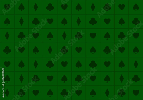 Special background with poker theme figures on a green background