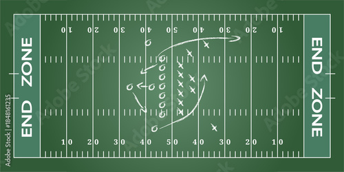 American football tactical board green background