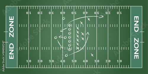 American football tactical board green background