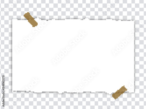 Torn paper piece design on transparent background
