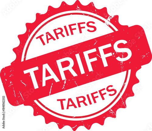 Tariffs rubber stamp all set  icon symbol