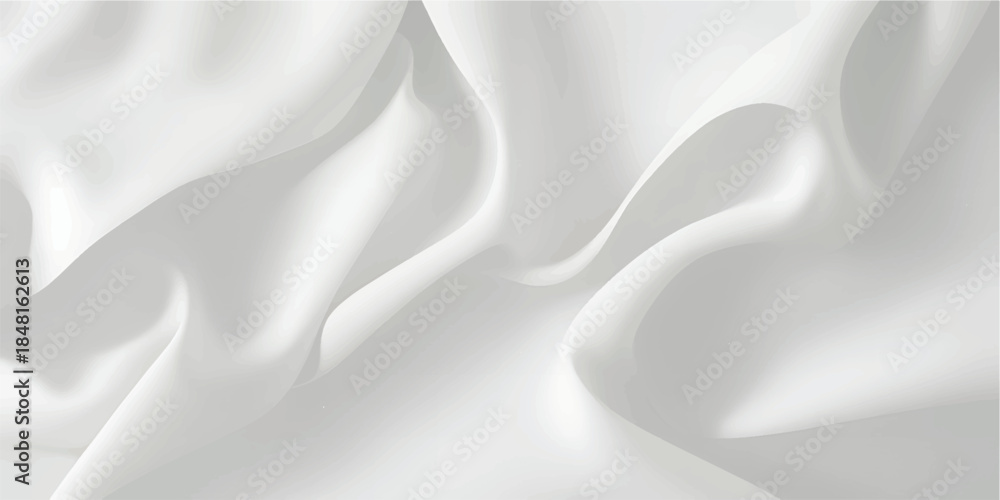 Fototapeta premium Elegant white silk and satin fabric background featuring soft flowing waves and a smooth luxury textile texture for a cream wedding backdrop design