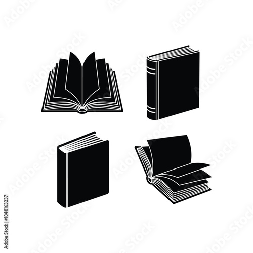 Four different book illustrations isolated on white background, Vector, illustration