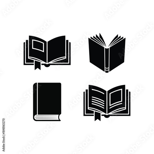 Collection of book icons isolated on white background, Vector, illustration