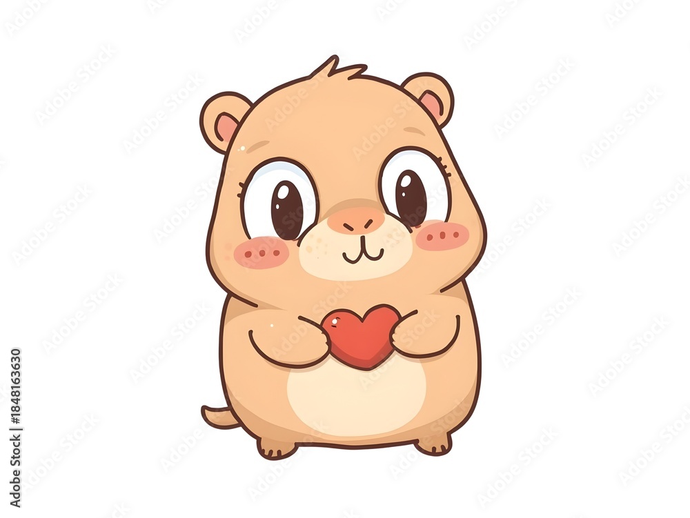 Fototapeta premium Lovely Capybara Heart Animated Sticker