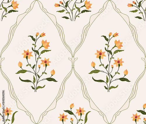 Vector Hand drawn colourful geometric flowers Motifs African boho paisley, seamless patterns with floral for fabric Ethnic Indian Pattern, textiles, clothing, wrapping paper, backdrop, banner.
