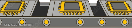 stylized illustration depicts a circuit board with integrated chips emphasizing a delay effect The design features a modern technical aesthetic with bold lines and a gray background
